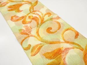 唐草模様織り出し　紬　名古屋帯